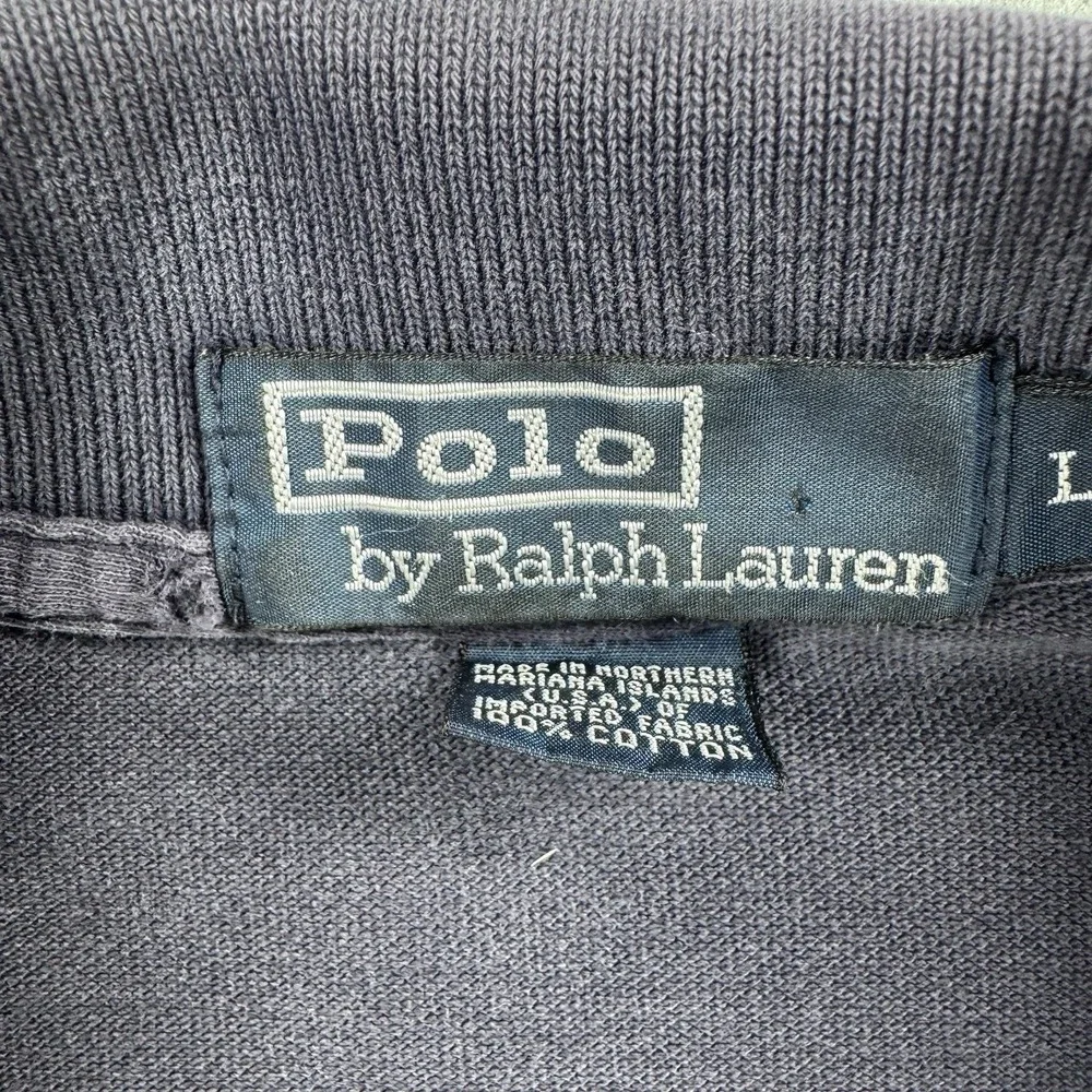 Men's Faded Navy Blue Polo Ralph Lauren Polo Shirt-Size L Red Pony Short Sleeve